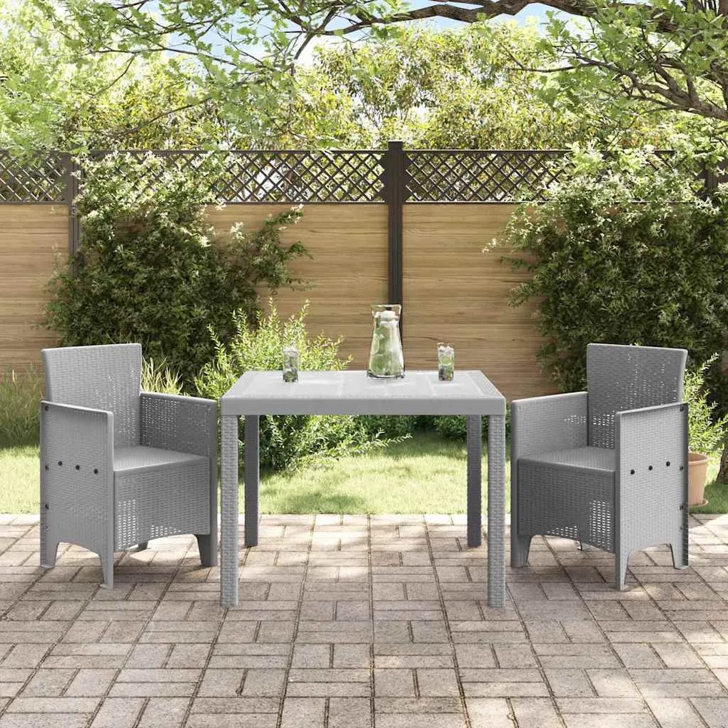 vidaXL Σέτ φαγητού για κήπο 3 pcs Ανοιχτό γκρι Rattan Polt