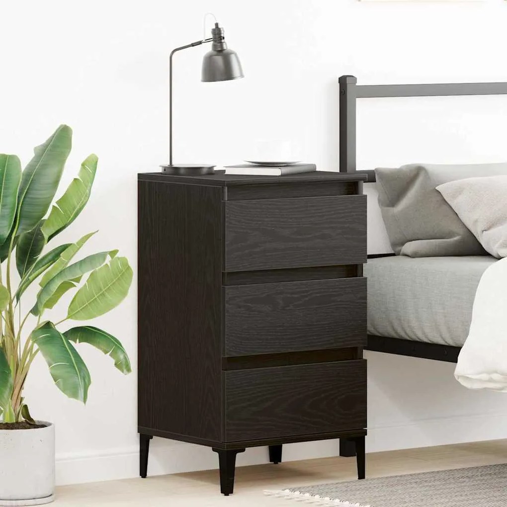 vidaXL Κομοδίνο Μαύρη Οξυά 40 x 35 x 70 εκ. Επεξεργασμένο ξύλο