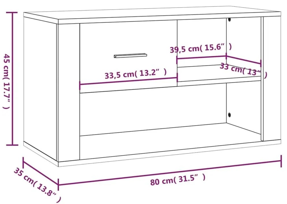 Παπουτσοθήκη Γκρι Σκυροδέματος 80x35x45 εκ. Επεξεργασμένο Ξύλο - Γκρι