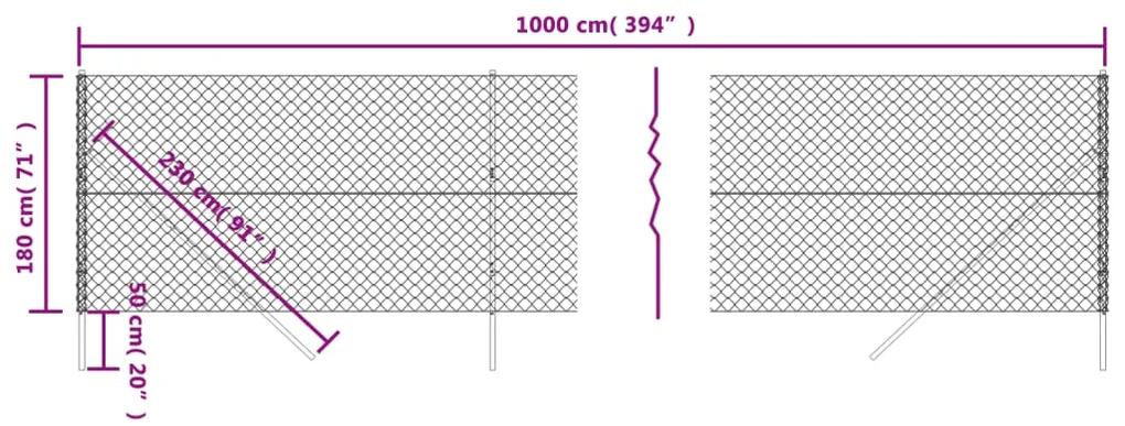 vidaXL Συρματόπλεγμα Περίφραξης Ασημί 1,8 x 10 μ. με Στύλους