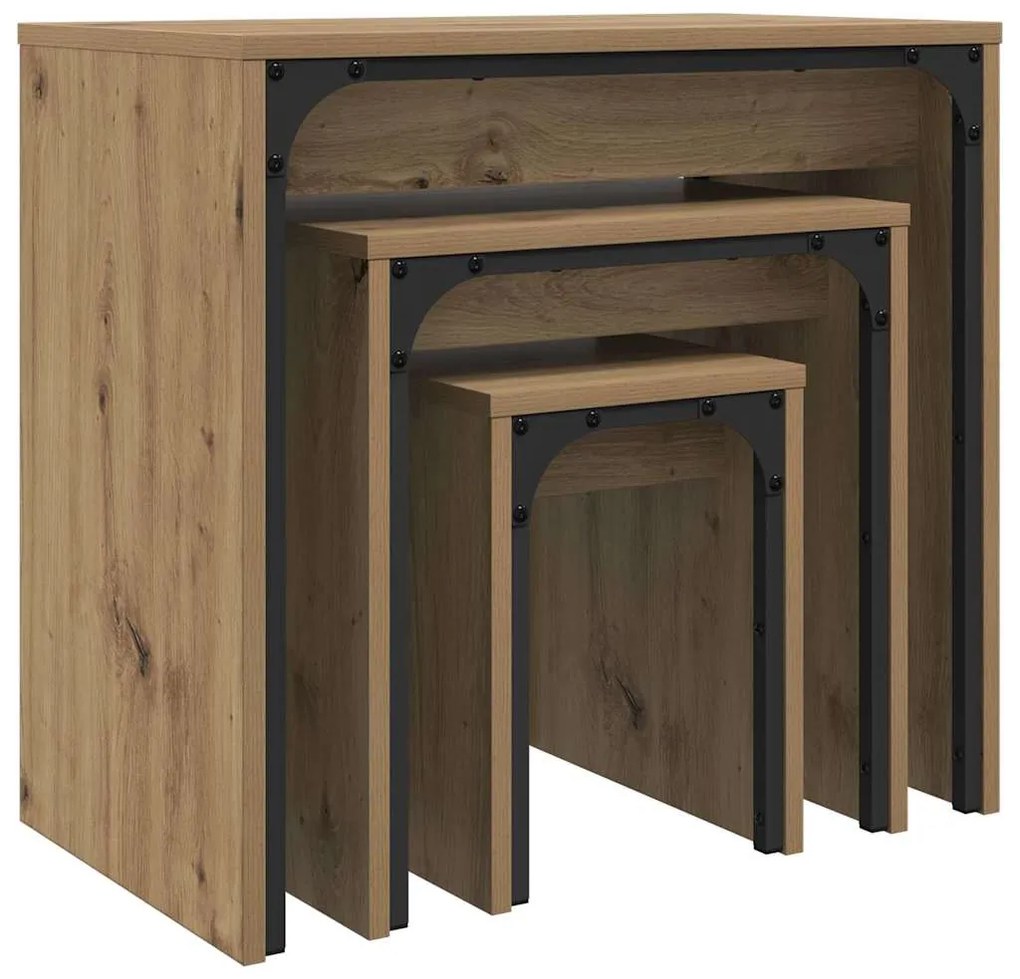 vidaXL Φωτιστικό Τραπεζάκι 3 pcs artisan δρυς 60 x 35 x 56 εκ.