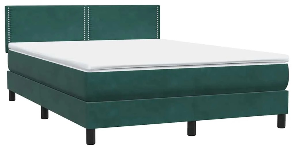 vidaXL Κρεβάτι Boxspring με Στρώμα Σκούρο Πράσινο 160x210εκ. Βελούδινο