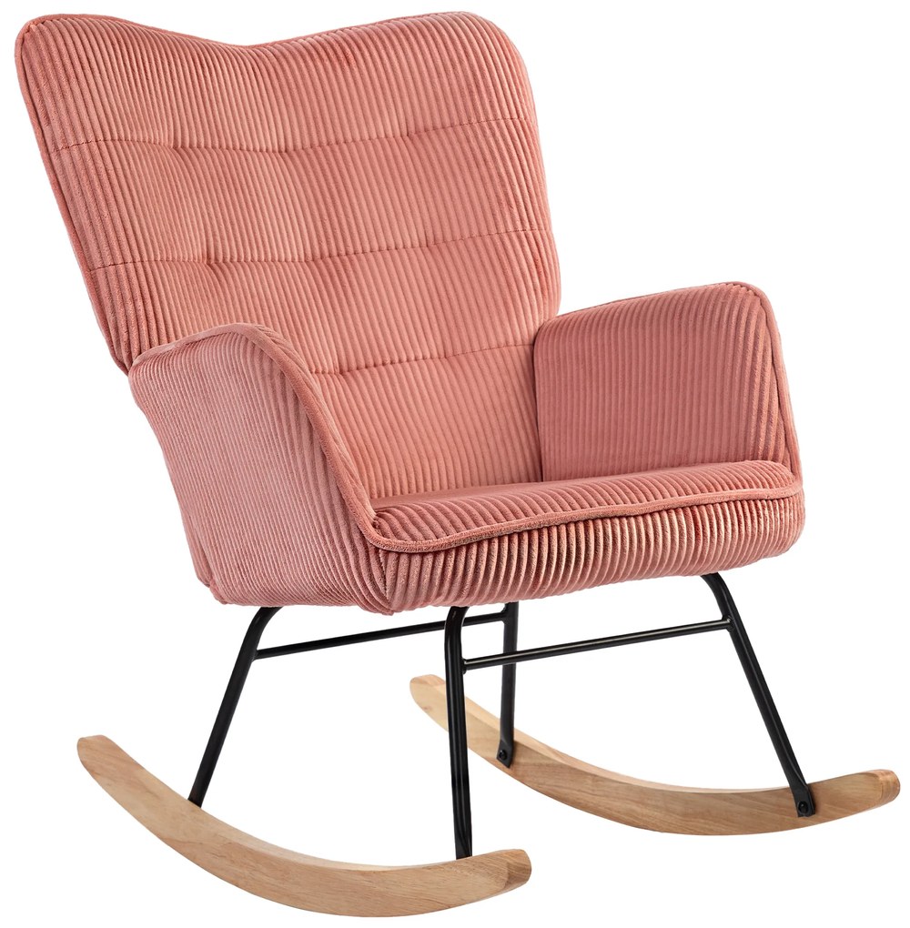 HOMCOM Πολυθρόνα, πολυθρόνα χαλάρωσης, πολυθρόνα λικνίσματος, έως 120 kg, πολυεστέρας, 98 x 71 x 101 cm, Ροζ