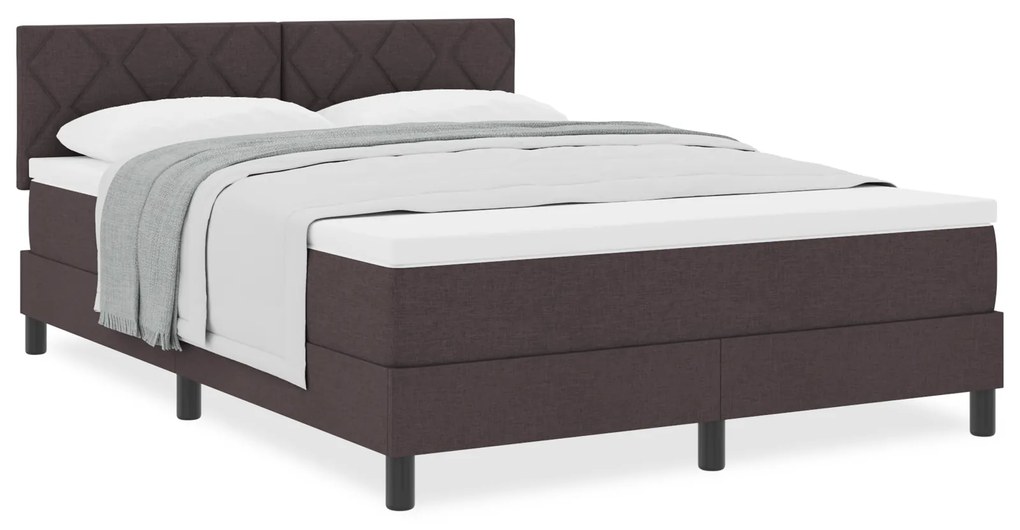 vidaXL Κρεβάτι με Στρώμα Dark Brown 140x190 cm Υφάσμα