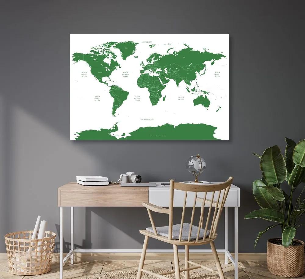 Εικόνα στον παγκόσμιο χάρτη φελλού με μεμονωμένες πολιτείες σε πράσινο - 120x80  smiley
