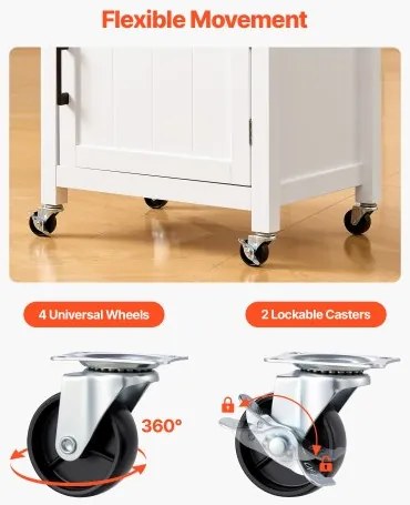 VEVOR 45x59cm Kitchen Island Cart Rolling Storage Table with Single Door Cabinet