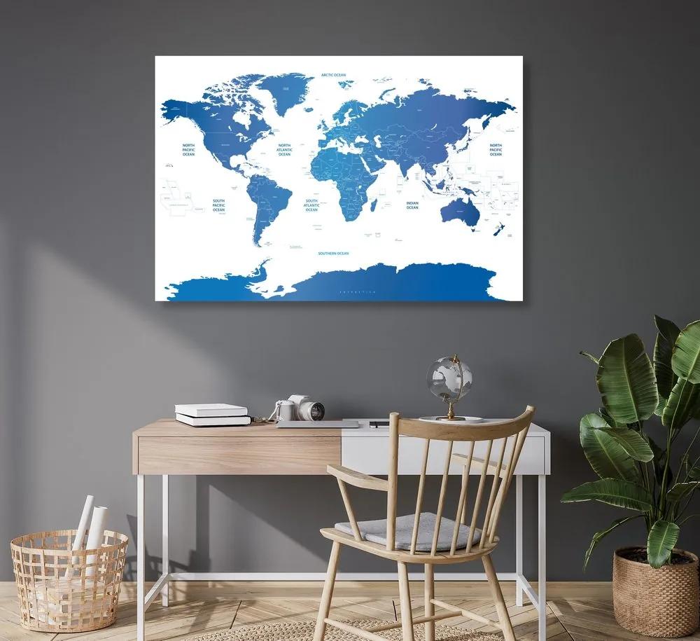 Εικόνα στον παγκόσμιο χάρτη φελλού με μεμονωμένες πολιτείες - 120x80  wooden