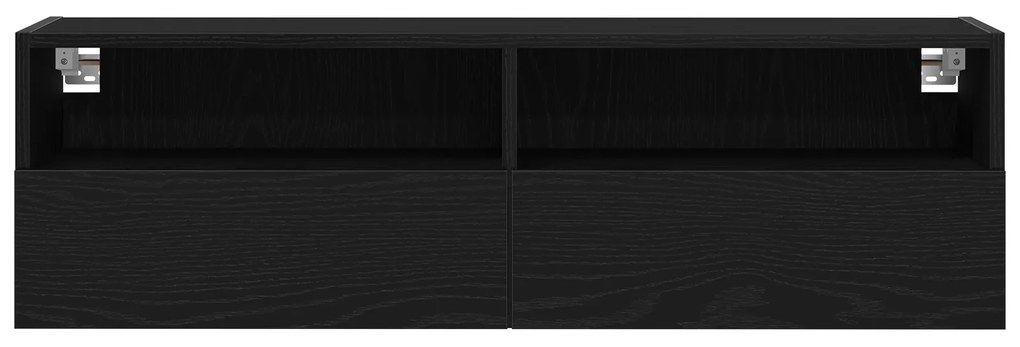 vidaXL Γκρι τηλεόραση Τοίχου Μαύρο Δρυς 100x30x30 εκ Επεξεργασμένο Ξύλο