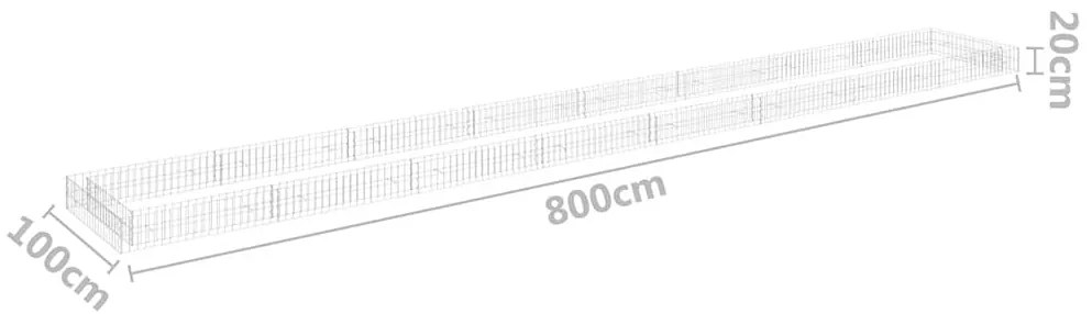 vidaXL Συρματοκιβώτιο-Γλάστρα Υπερυψωμένη 800x100x20 εκ. Γαλβ. Χάλυβας