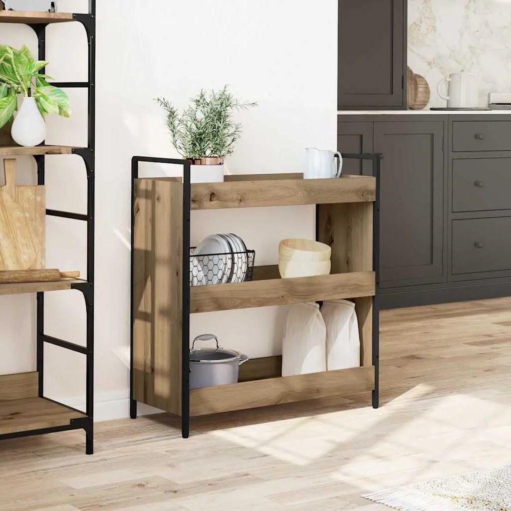 vidaXL Καρότσι Κουζίνας Χειροκίνητος artisan δρυς 70 x 30 x 82 εκ