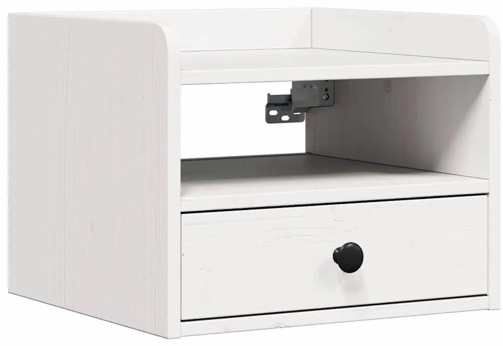 vidaXL Κομοδίνο με συρτάρι Λευκό 38 x 36 x 29,5 εκ Μασίφ ξύλο πεύκου
