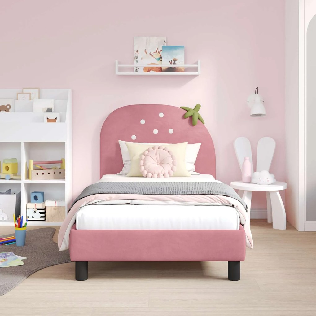 vidaXL Κρεβάτι Παιδικής Κρεβατοκάμαρας με Κεφαλάκι Ροζ 80 x 160 cm