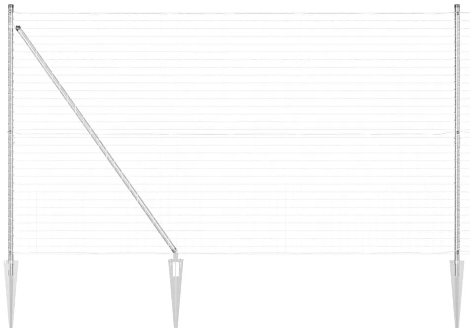 vidaXL Φράχτης με Στήλες. Ασημί 1.6 x 10 m Ατσάλι