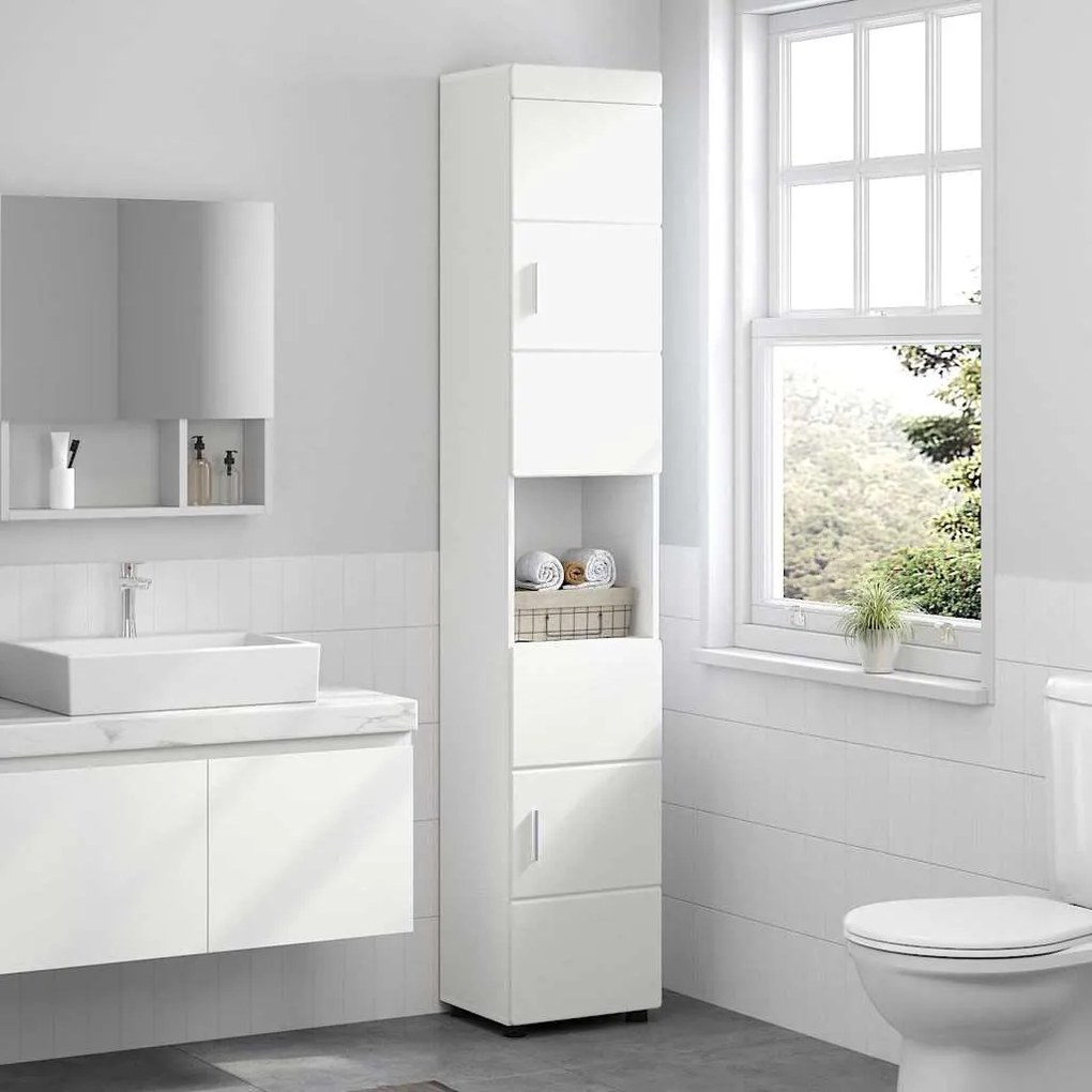 vidaXL Ντουλάπι Μπάνιου με αποθήκευση TULUM Λευκό 37 x 31.5 x 203 εκ
