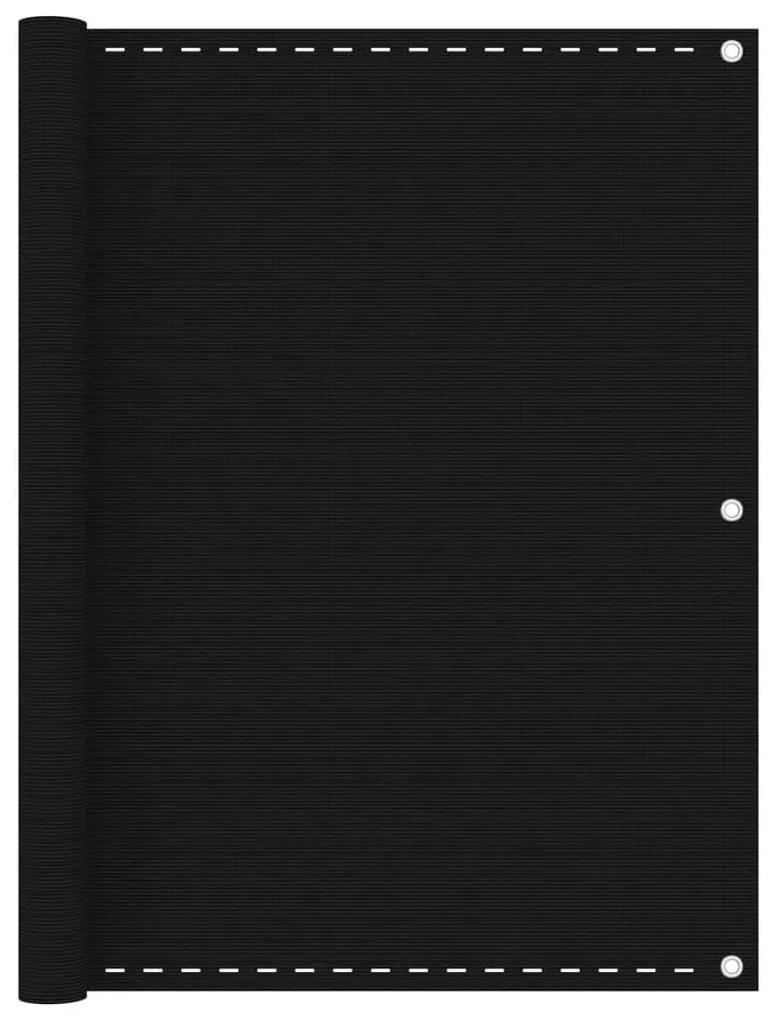 Διαχωριστικό Βεράντας Μαύρο 120 x 600 εκ. από HDPE - Μαύρο