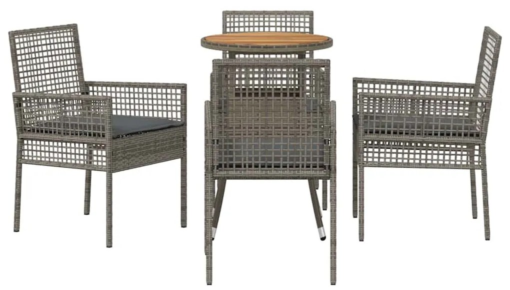 vidaXL Σέτ φαγητού για κήπο 5 pcs Γκρι συνθετικό ρατάν