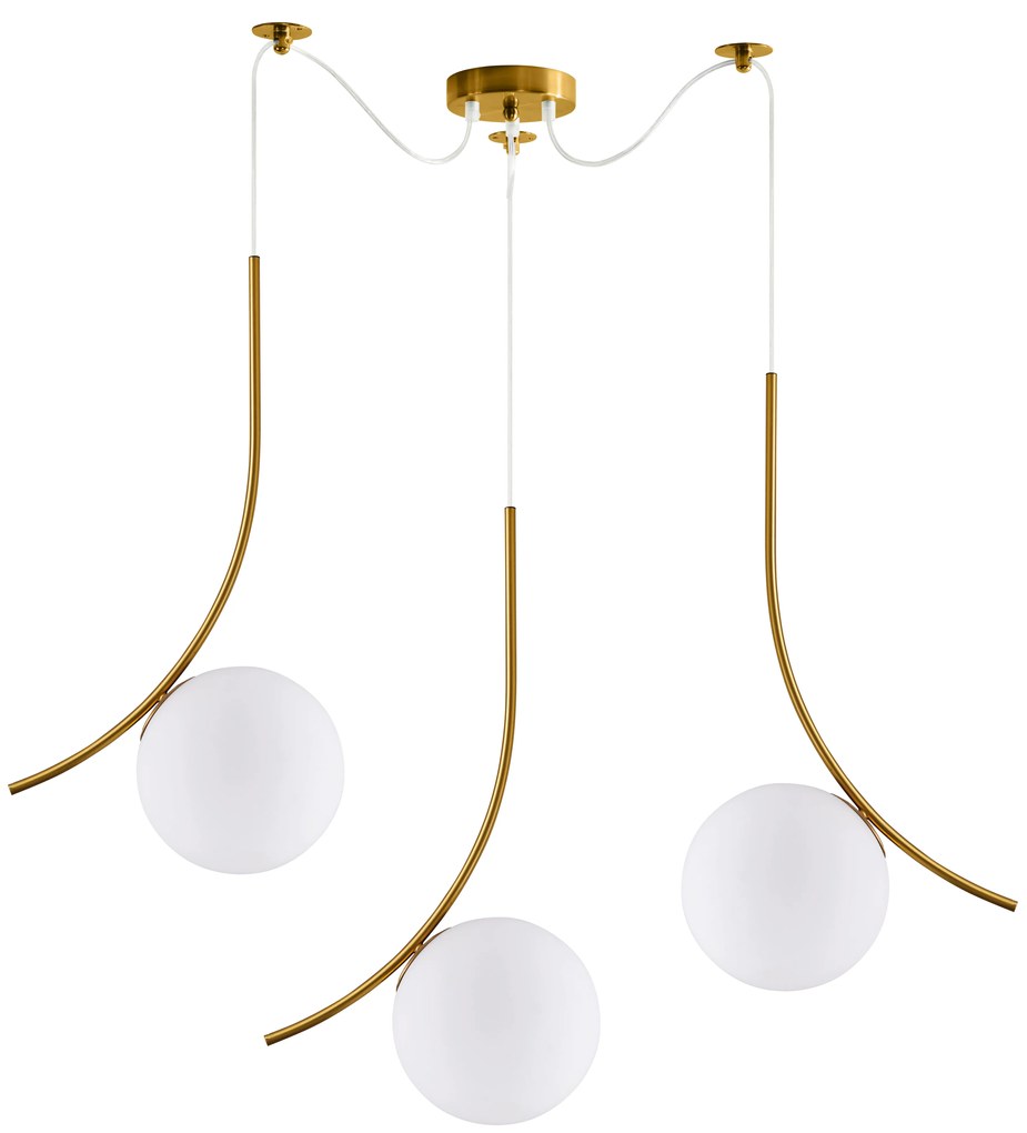 SE21-GM3-45 SCEPTRE GOLD MATT PENDANT OPAL GLASS+