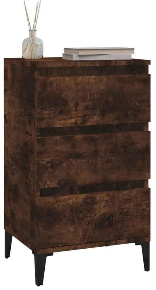 vidaXL Κομοδίνο Καπνιστή Δρυς 40 x 35 x 70 εκ. από Επεξεργασμένο Ξύλο