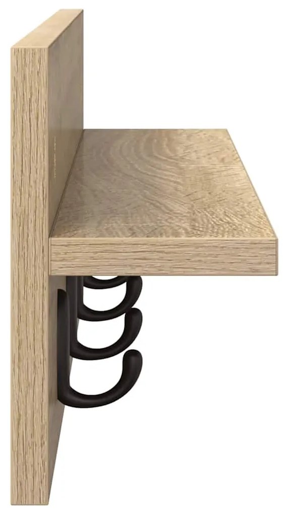 vidaXL Τοίχου Κρεμάστρα με ράφι Sonoma Δρυς 60 x 10.5 x 18 εκ