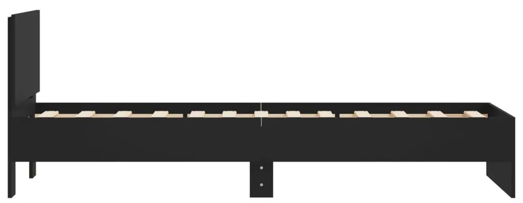 vidaXL Πλαίσιο Κρεβατιού με Κεφαλάρι Μαύρο 75x190 εκ. Επεξ. Ξύλο