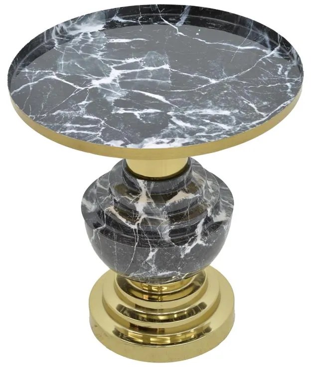 Βοηθητικό τραπέζι Cogent Inart μαύρο-χρυσό μέταλλο Φ46x50εκ 46x46x50 εκ.