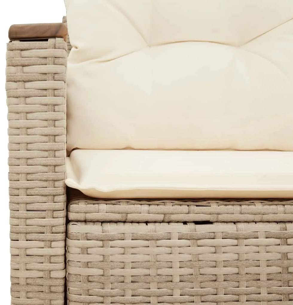 vidaXL Καναπές Κήπου Διθέσιος Μπεζ από Συνθετικό Ρατάν με Μαξιλάρια