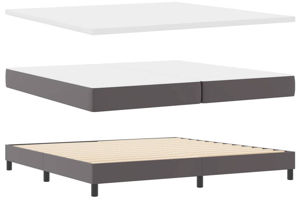 vidaXL Κρεβάτι Box Spring με Στρώμα σε Γκρι, 200x200 εκ, Ψεύτικο Δέρμα.