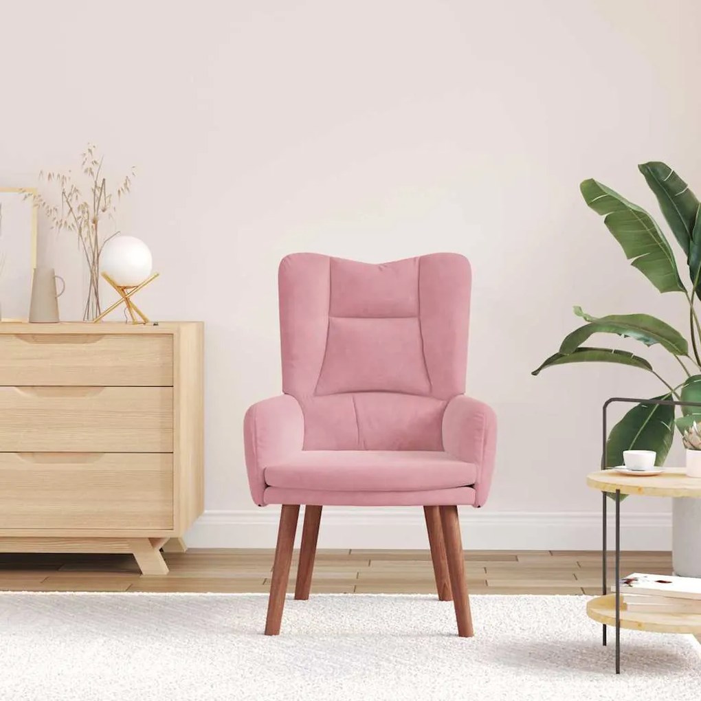 vidaXL Χαλαρωτική Πολυθρόνα Ροζ 63 x 67 x 94 εκ. Βελούδο