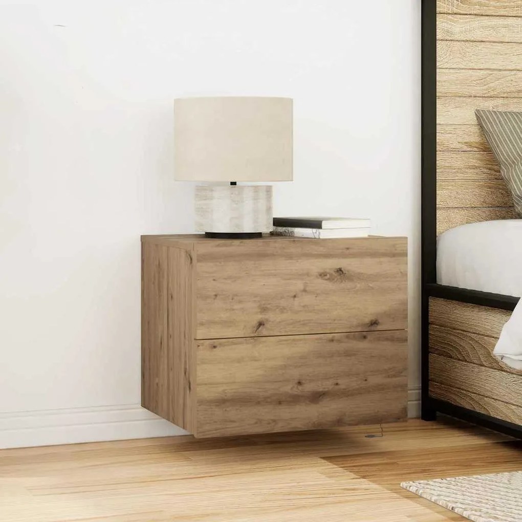 vidaXL Τοίχου κομοδίνο με συρτάρι with artisan δρυς 50 x 39 x 41 εκ.