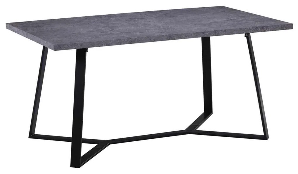 Τραπέζι Hanson 160x90x75cm Γκρι-Cement/Βαφή Μαύρη