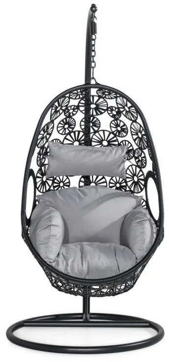 Κρεμαστή πολυθρόνα Comfort Garden 1566, 196x95x95cm, Γκρι, Μαύρο, Ταπισερί, Μαξιλάρι καθίσματος: Ναι | Epipla1.gr