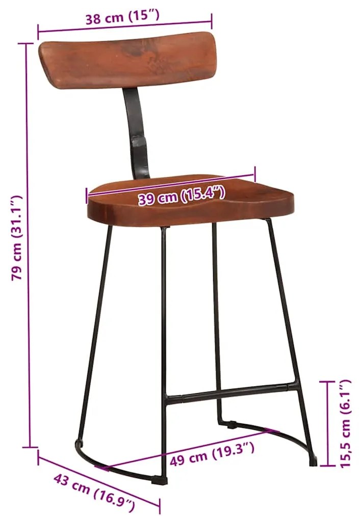 ΣΚΑΜΠΟ ΜΠΑΡ 2 ΤΕΜ. 49X43X79 ΕΚ. ΑΠΟ ΜΑΣΙΦ ΞΥΛΟ ΜΑΝΓΚΟ 4013526