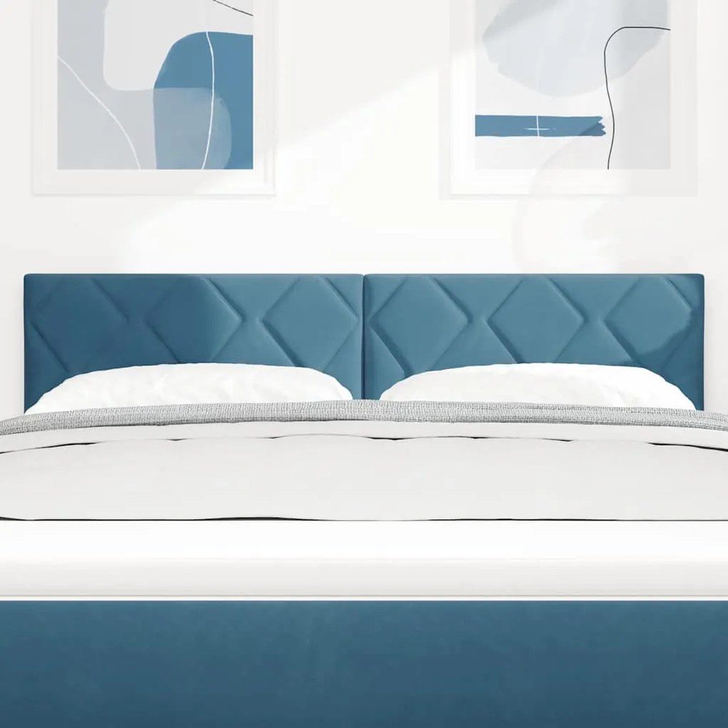 vidaXL LED Κεφαλάρι με φώτα λωρίδας LED Σκούρο Μπλε 144 cm Βελούδο