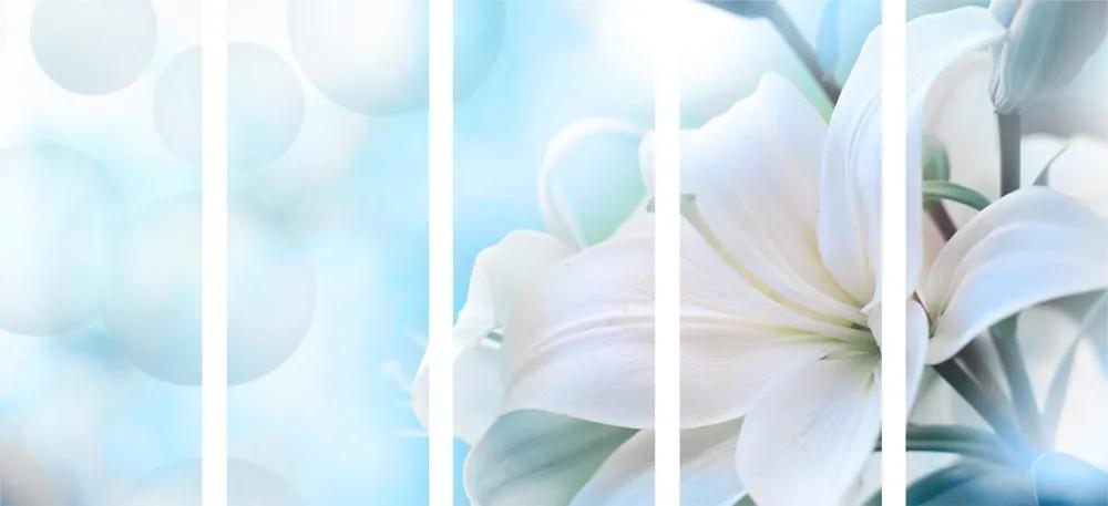 Εικόνα λουλουδιών κρίνων 5 μερών σε αφηρημένο φόντο - 100x50