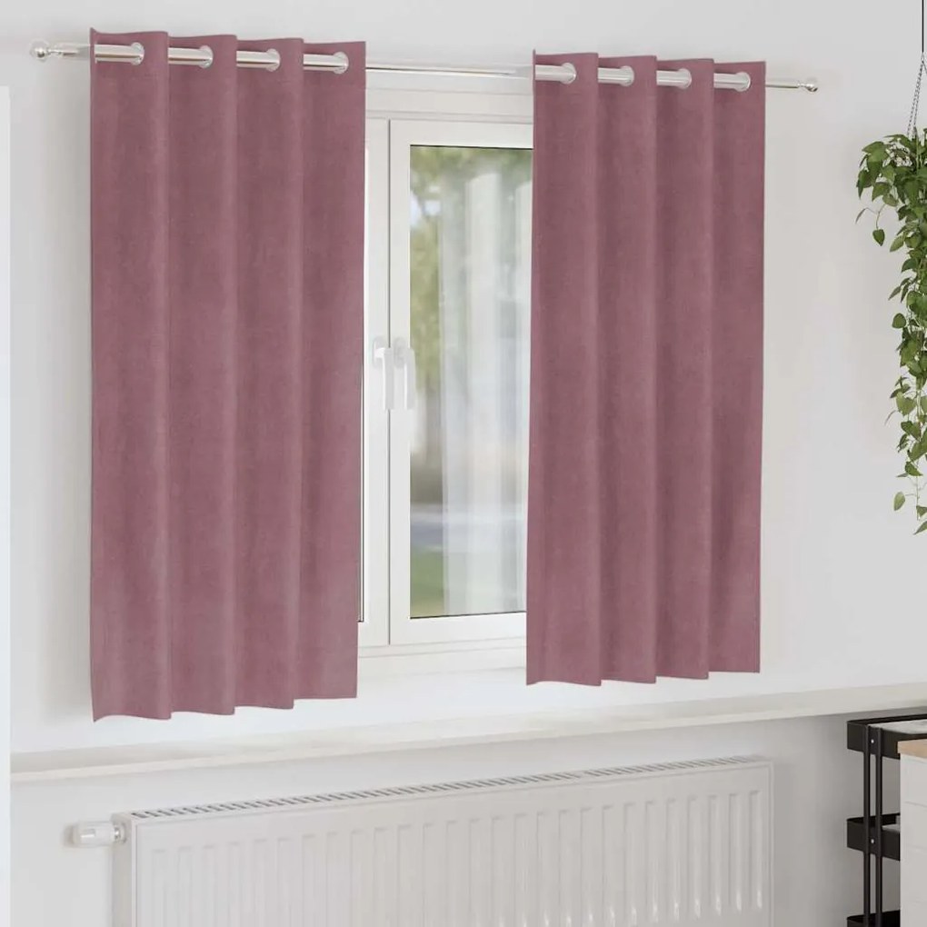 vidaXL Κουρτίνες με κουρτίνες 2 pcs Σκούρο Ροζ 140 x 175 cm Βελούδο