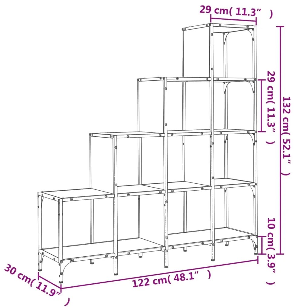 Βιβλιοθήκη Μαύρη 122x30x132 εκ. Επεξεργασμένο Ξύλο &amp; Μέταλλο - Μαύρο