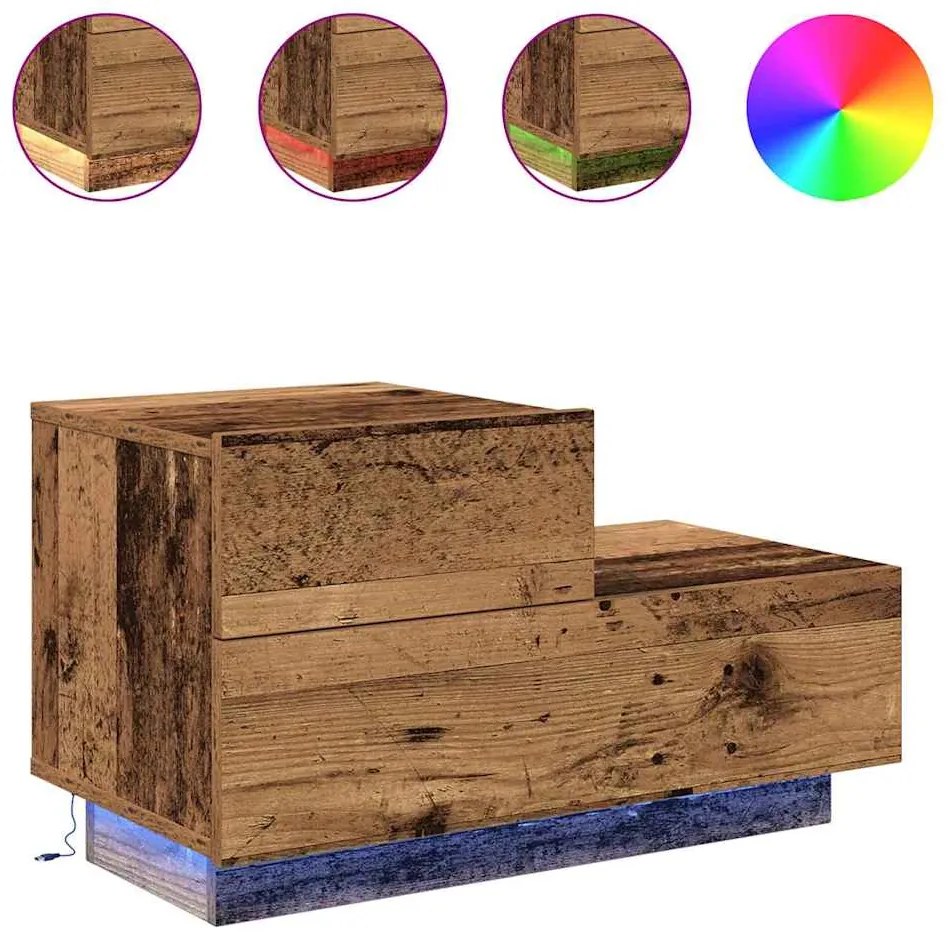 vidaXL Κομοδίνο Παλιό Ξύλο 70 x 36 x 40.5 εκ. Επεξεργασμένο ξύλο