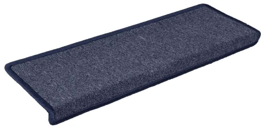 vidaXL Πατάκια Σκαλιών 15 τεμ. 65x21x4 εκ. Σκούρο Γκρι και Μπλε Ορθογώνια Άκρη