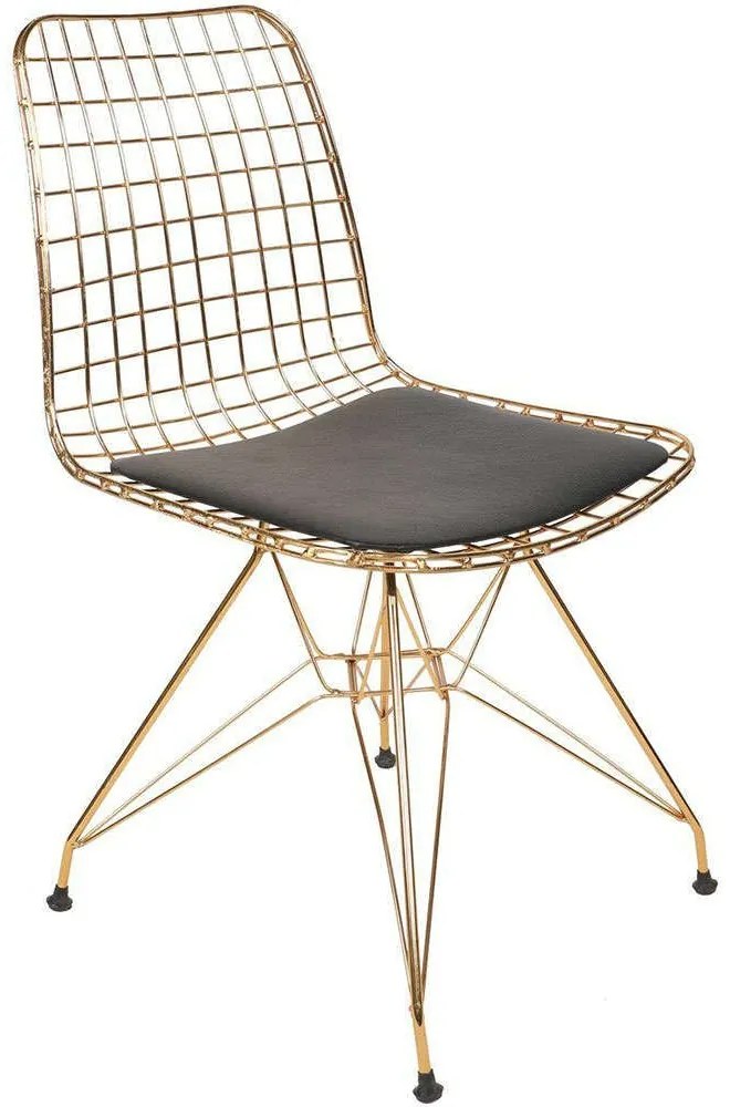 Καρέκλα Tivoli (Σετ 2Τμχ) 974NMB1208 46x42,5x81cm Gold Μέταλλο, Δέρμα