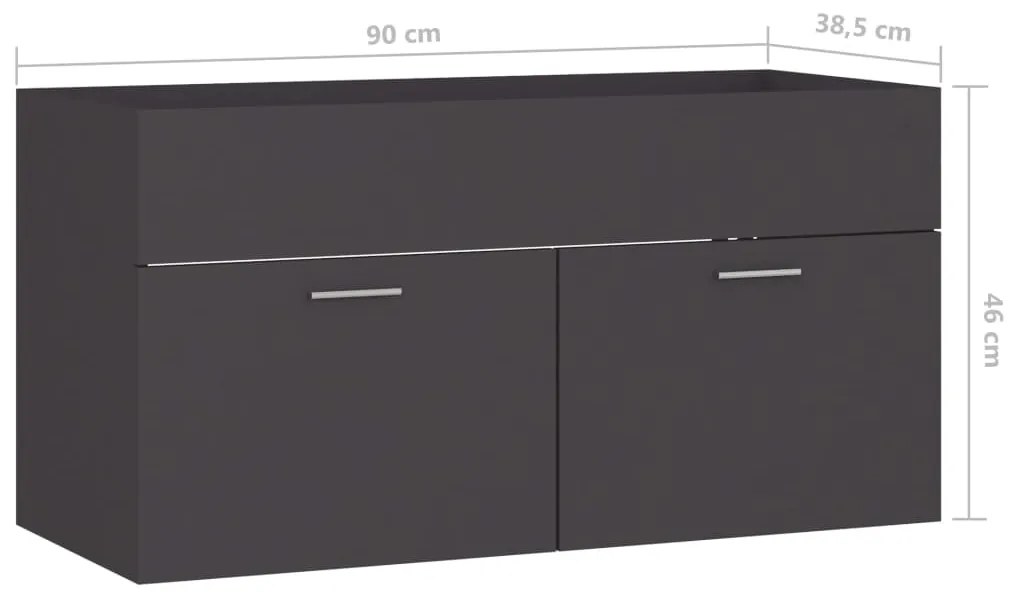 Ντουλάπι Νιπτήρα Γκρι 90 x 38,5 x 46 εκ. από Επεξ. Ξύλο - Γκρι