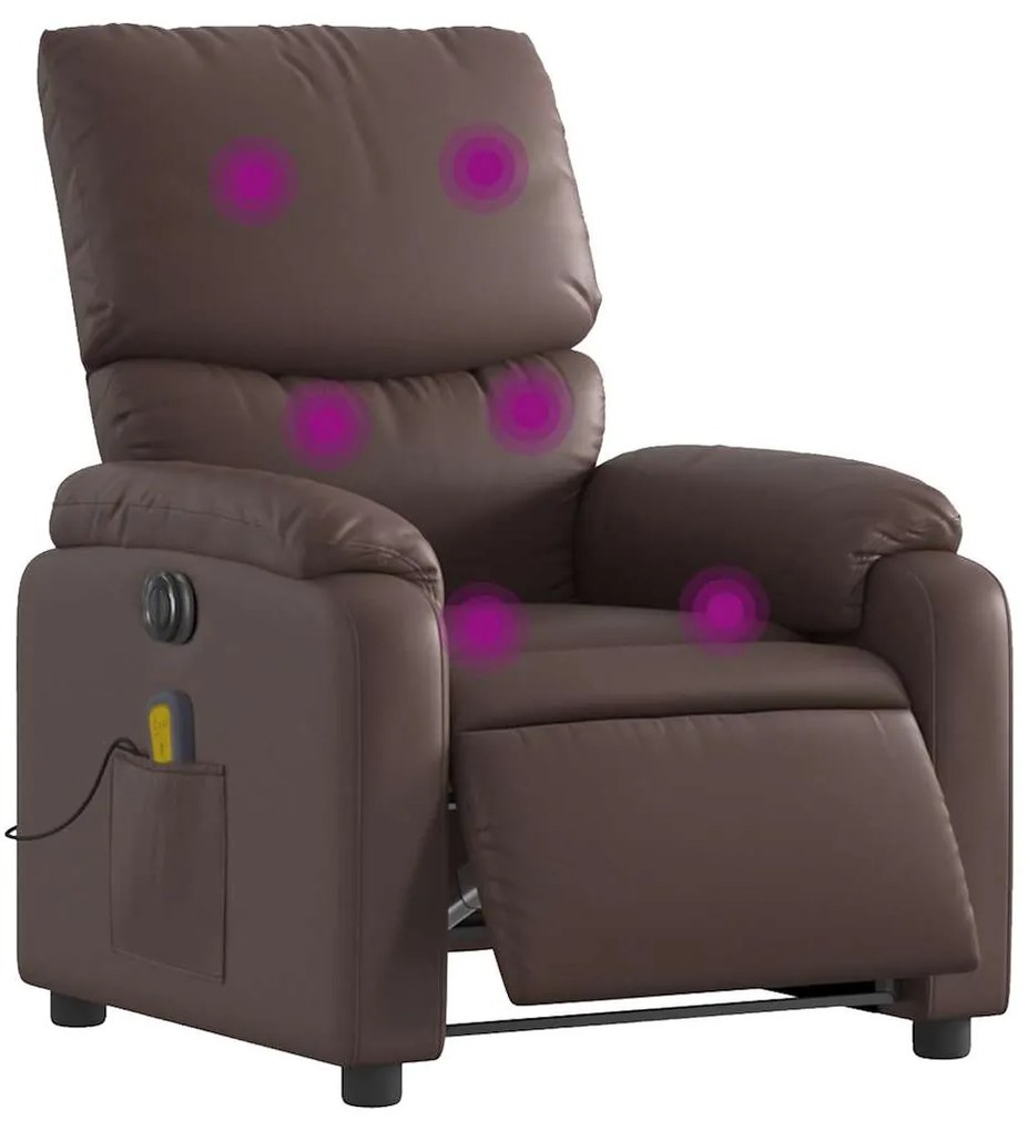 vidaXL Πολυθρόνα Μασάζ Ηλεκτρική Ανακλινόμενη Καφέ από Συνθετικό Δέρμα