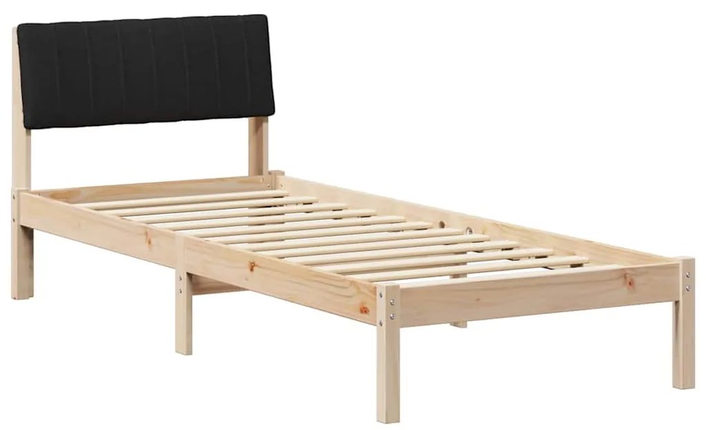 vidaXL Σκελετός Κρεβατιού Καφέ και μαύρο 75 x 190 cm Μασίφ ξύλο πεύκου