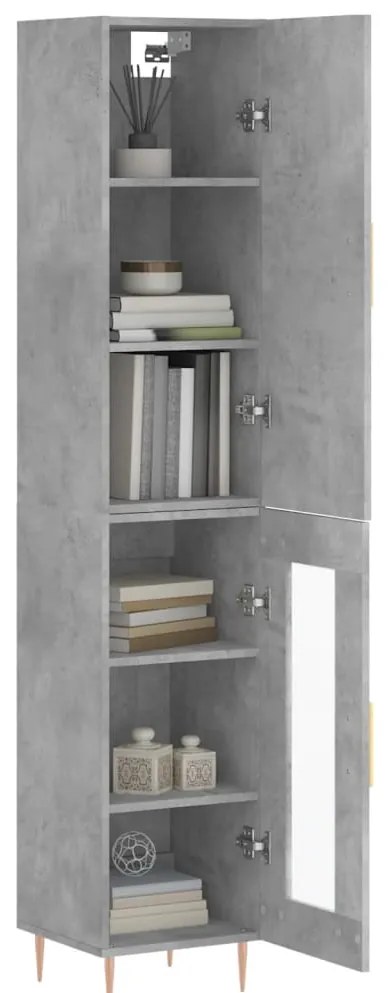 vidaXL Ντουλάπι Γκρι Σκυροδέματος 34,5x34x180 εκ. Επεξεργασμένο Ξύλο