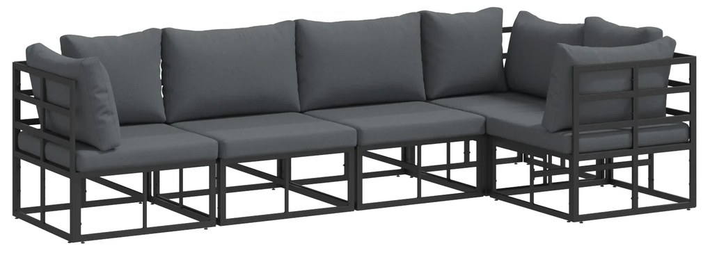 vidaXL Σετ Καναπέ Κήπου 5 pcs Μαύρο 283 x 143 x 71 εκ. Αλουμίνιο