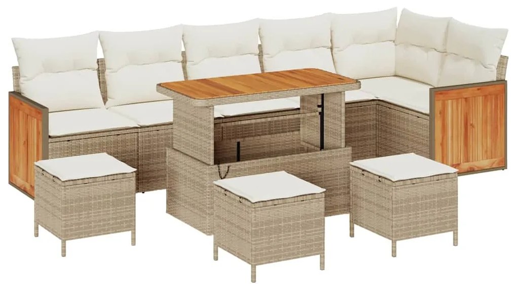 vidaXL Σετ Καναπέ Κήπου 10 pcs μπεζ και κρεμ 110 x 55 x 71 εκ