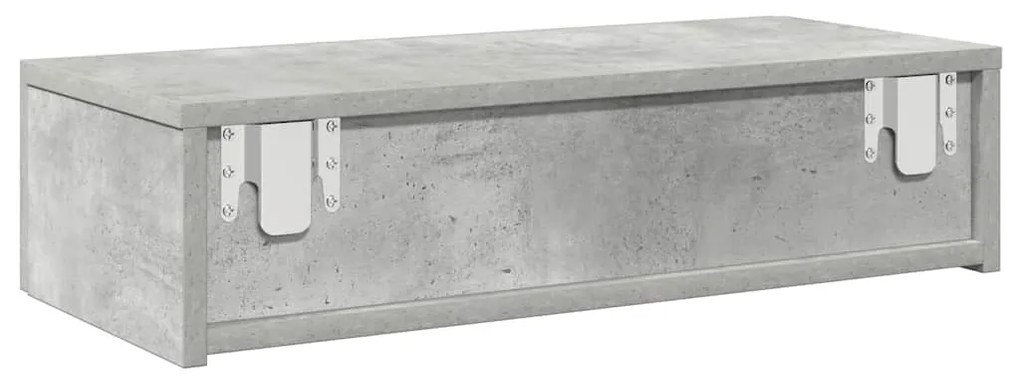 Ράφι τοίχου με συρτάρια Γκρι μπετόν 60x26,5x15 cm Ξύλο μηχανής 859971