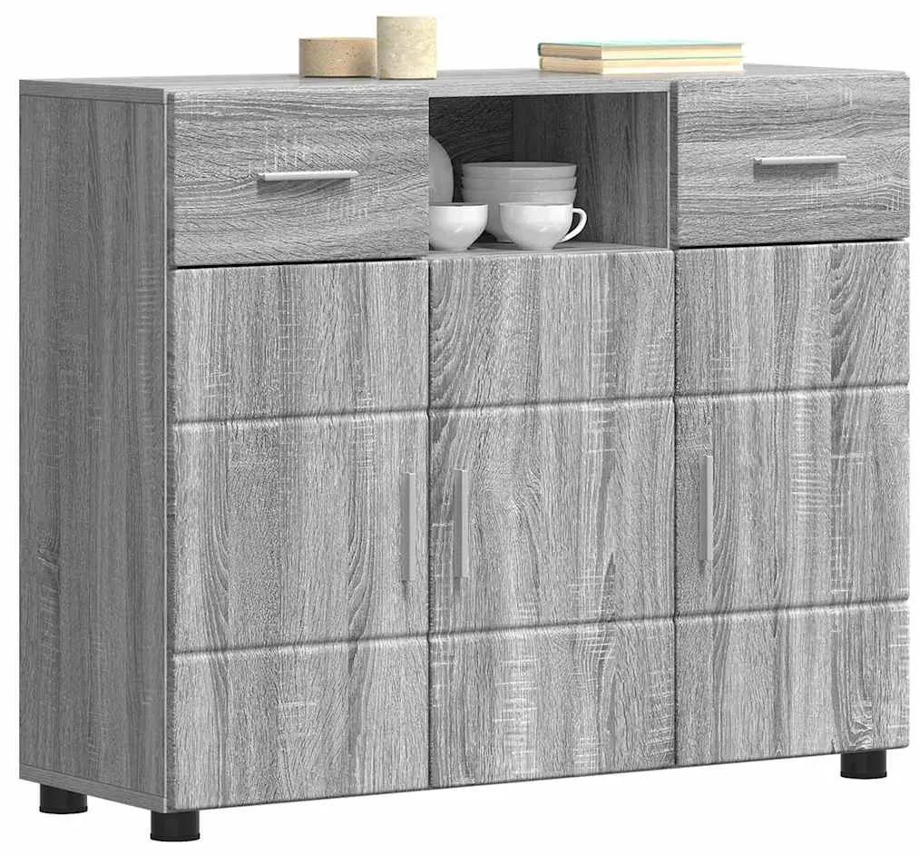 vidaXL Πλαϊνό γραφείο με συρτάρι Γκρι sonoma 88.5 x 30.5 x 73 εκ