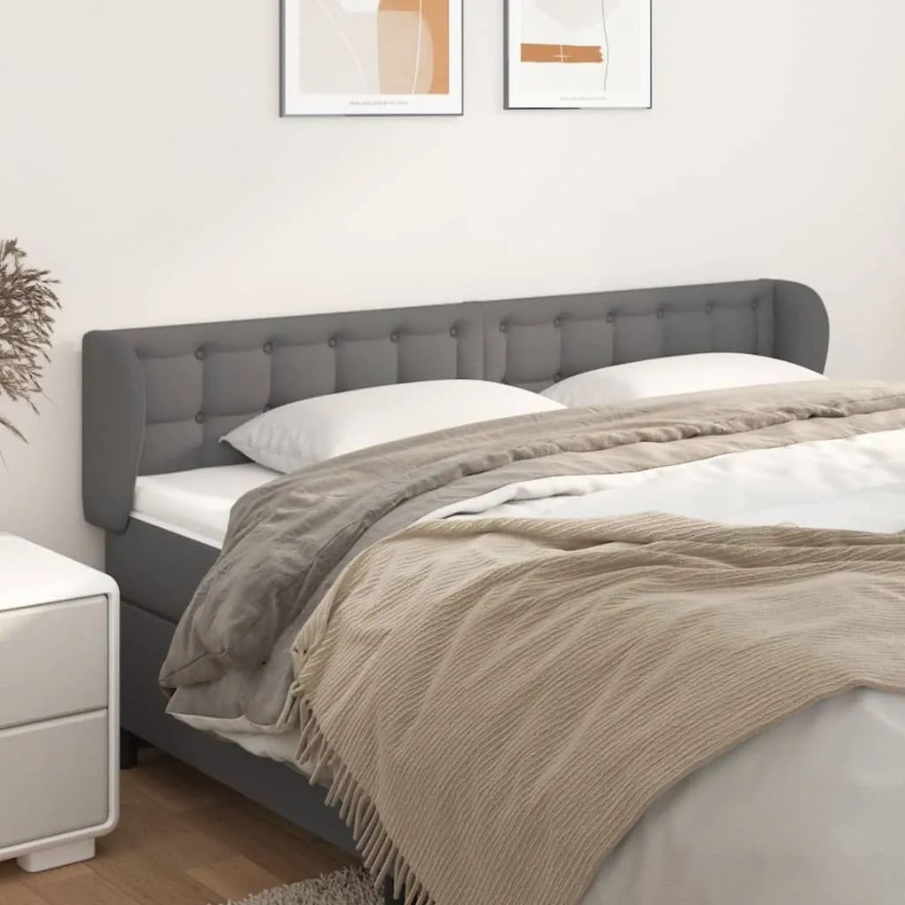 Κεφαλάρι με Πτερύγια Γκρι 183x23x78/88 εκ. Συνθετικό Δέρμα 3117250