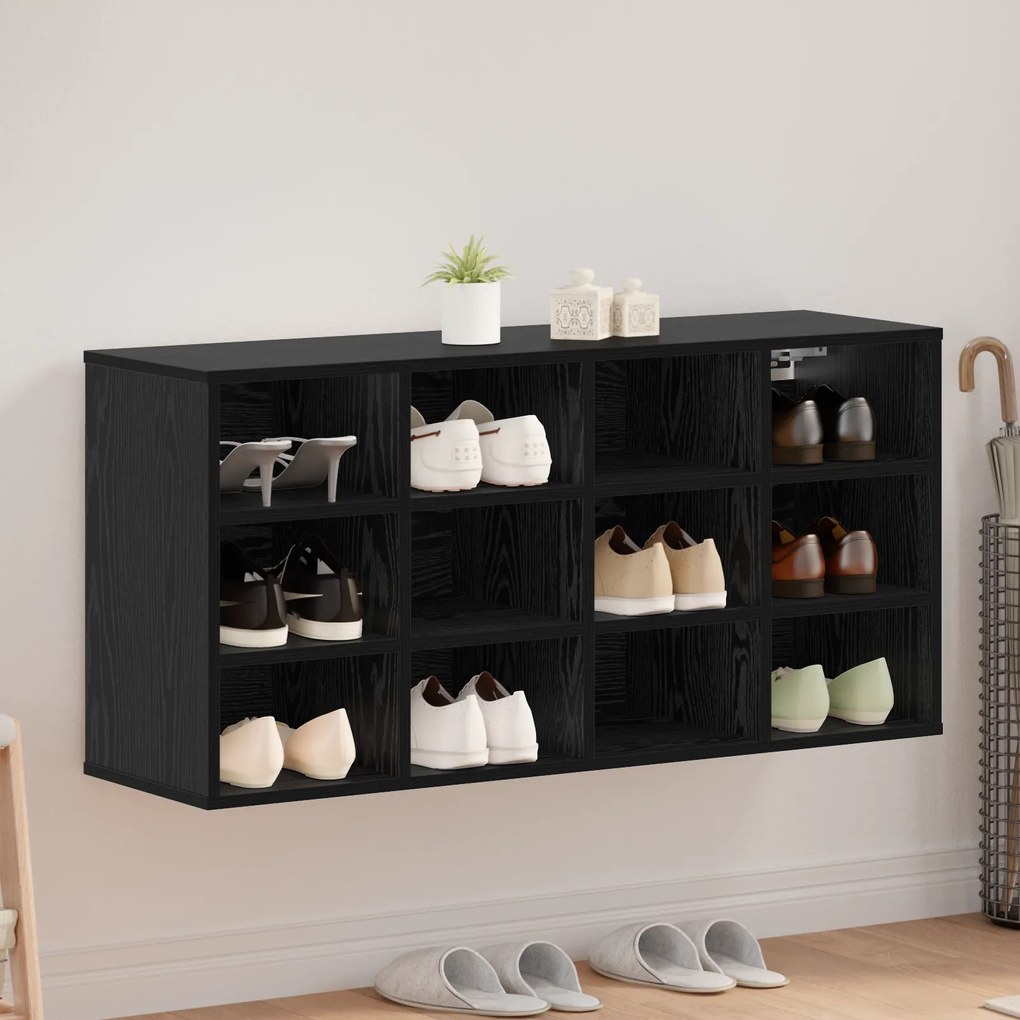 vidaXL Ντουλάπα Παπουτσιών Μαύρη δρυς 103x30x51 εκ Επεξεργασμένο ξύλο