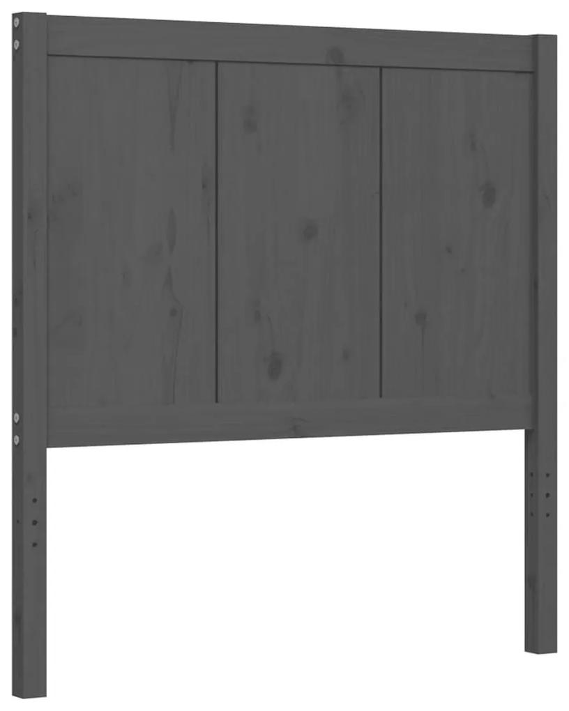 Πλαίσιο Κρεβατιού με Κεφαλάρι Γκρι 90x200 εκ Μασίφ Ξύλο - Γκρι